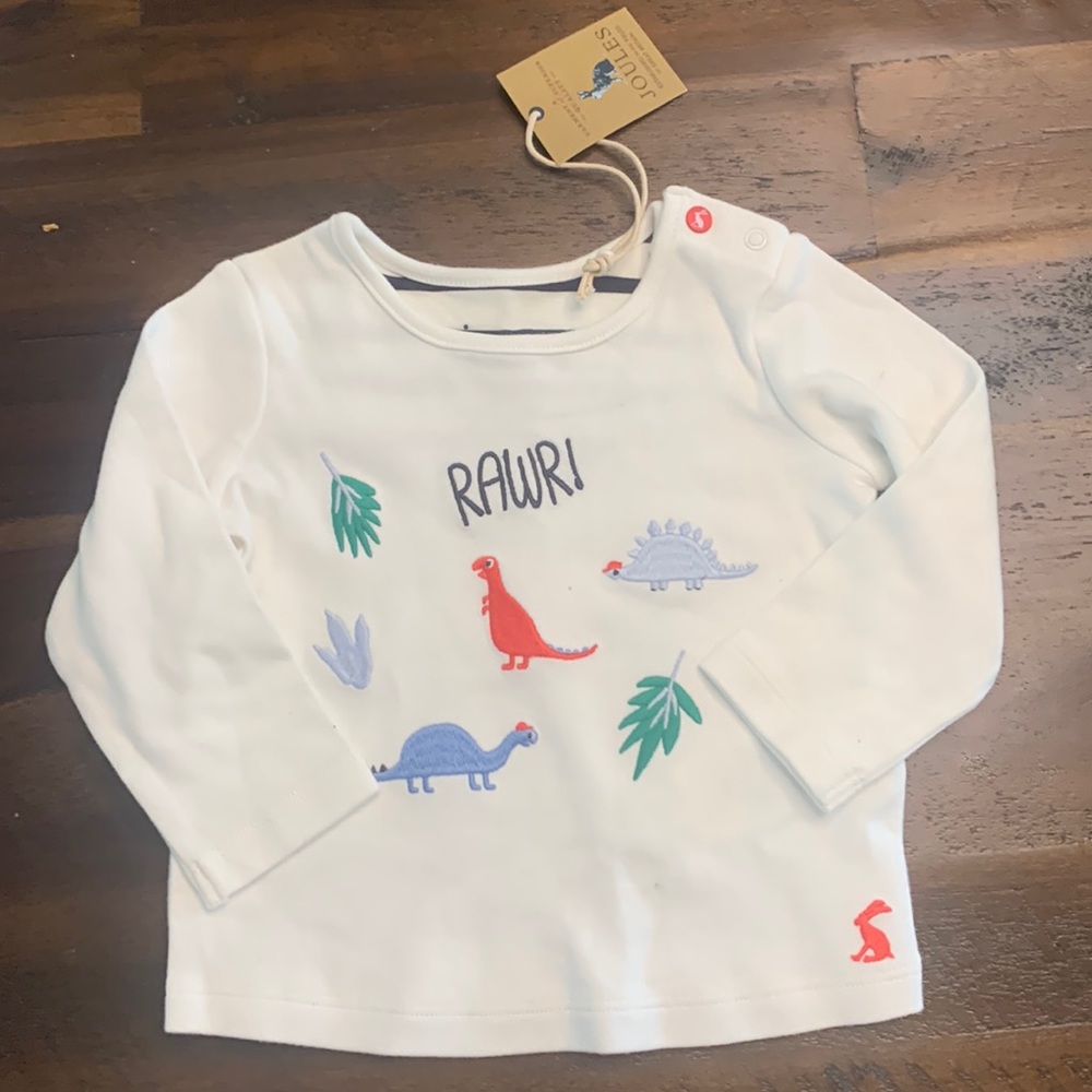 joules baby long sleeve dino tee
